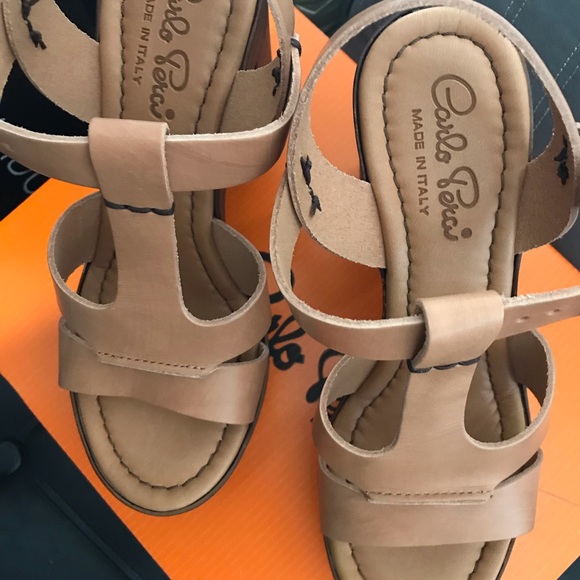 Carlo Pera Leather Platform Sandals 6.0-6.5 - Picture 4 of 5